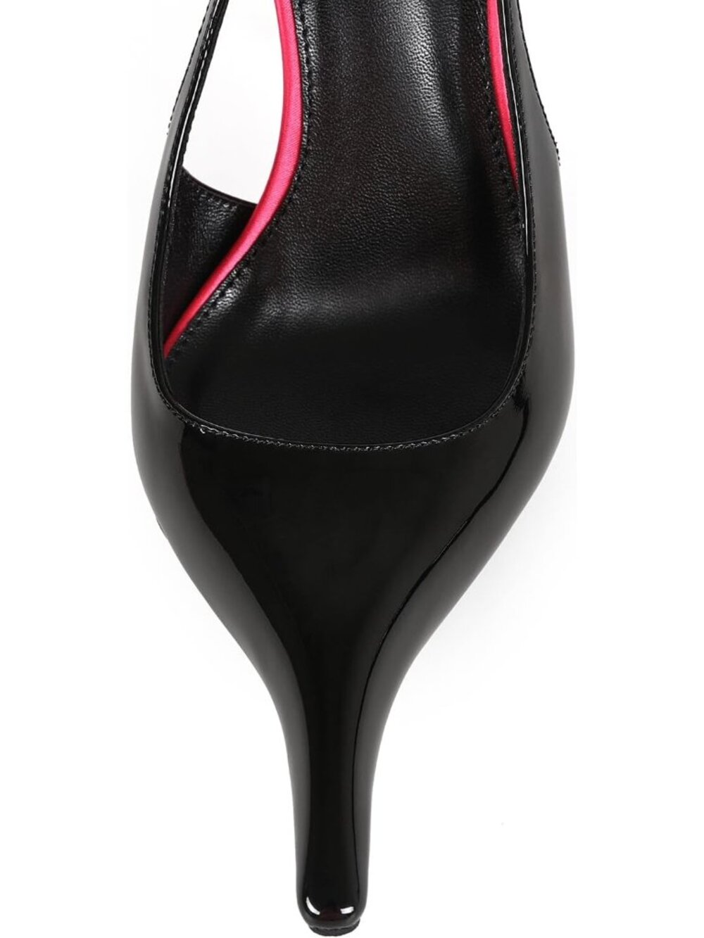 Women's Black Patent Leather Pointed Close Toe Stiletto High Heels Backless - Picture 6 of 7